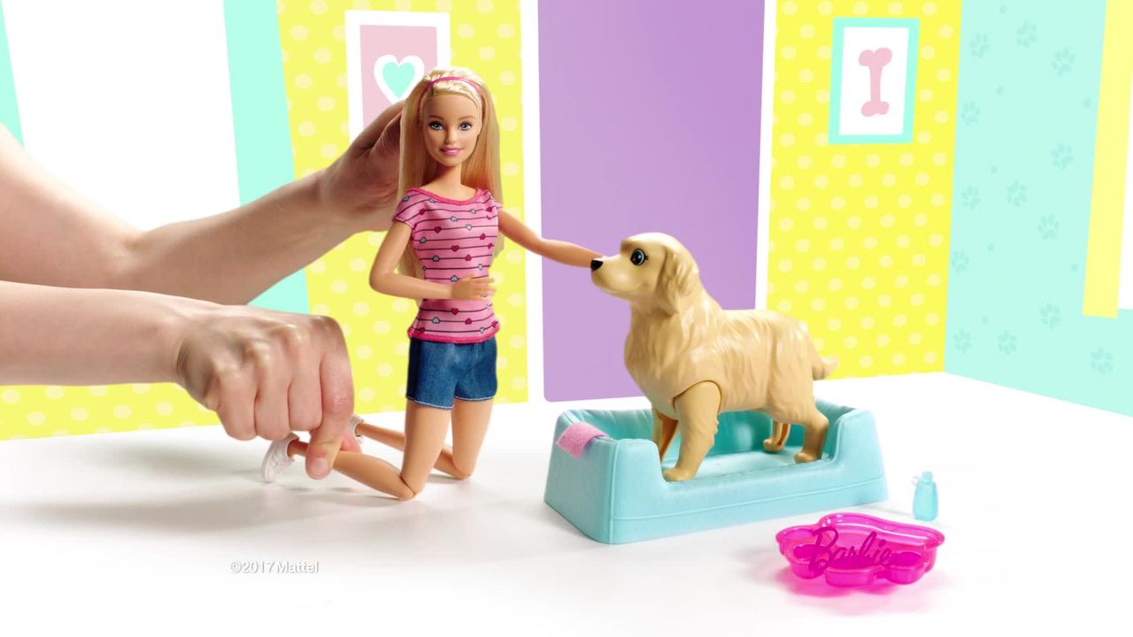 barbie with dog that has puppies